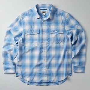 3Bird Wyoming Kingfisher Long Sleeve Performance Fishing Shirt Plaid Medium Blu